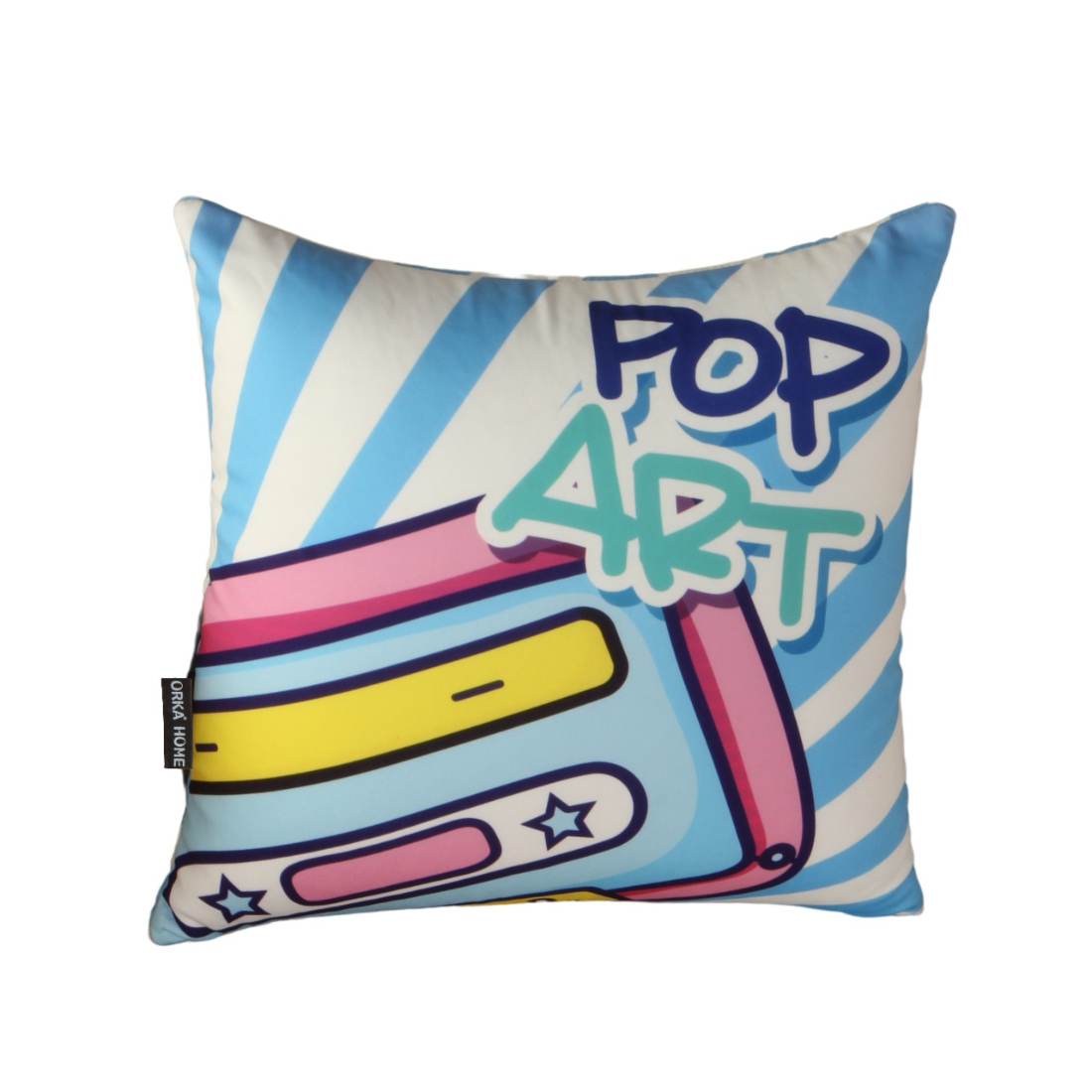 Orka Home Digital Printed Spandex Stretchable Fabric Microbeads Cushion (Pop Art)